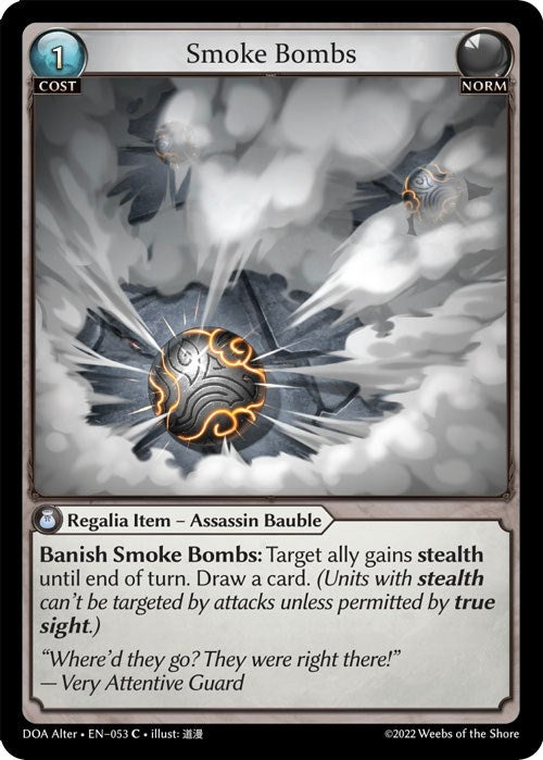 Image for Smoke Bombs (053) (Dawn of Ashes Alter Edition) - Grand Archive TCG