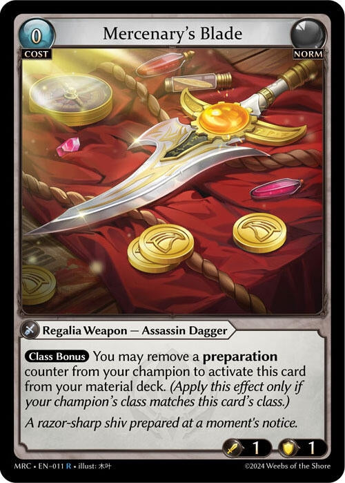 Image for Mercenary's Blade (011) (Mercurial Heart) - Grand Archive TCG