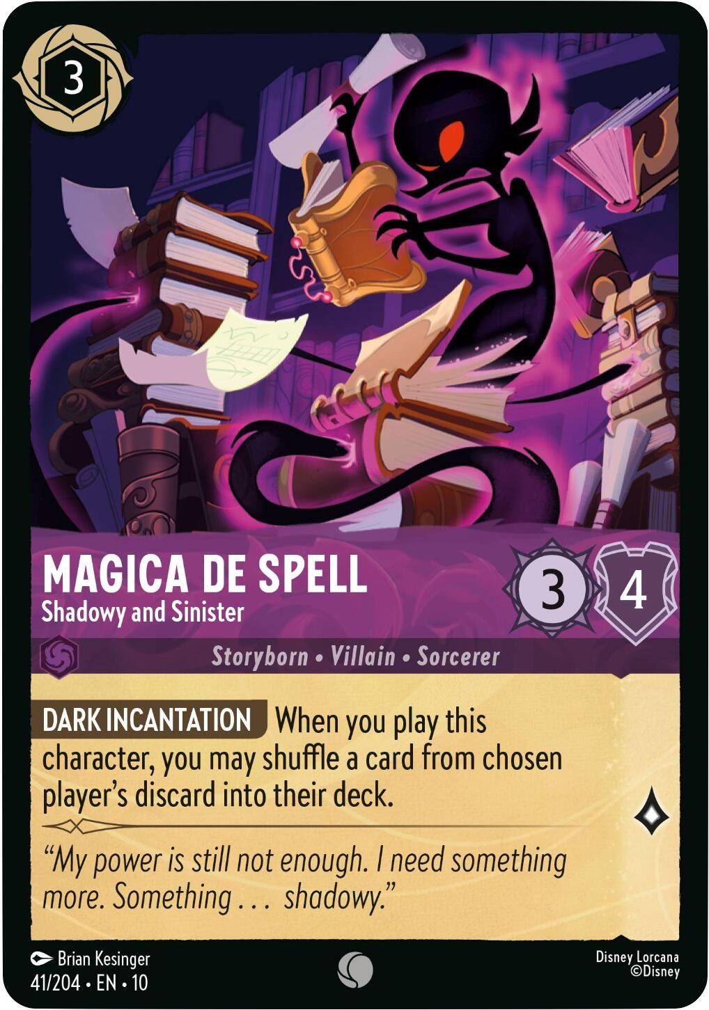 Image for Magica De Spell - Shadowy and Sinister (41/204) (Whispers in the Well) - Disney Lorcana