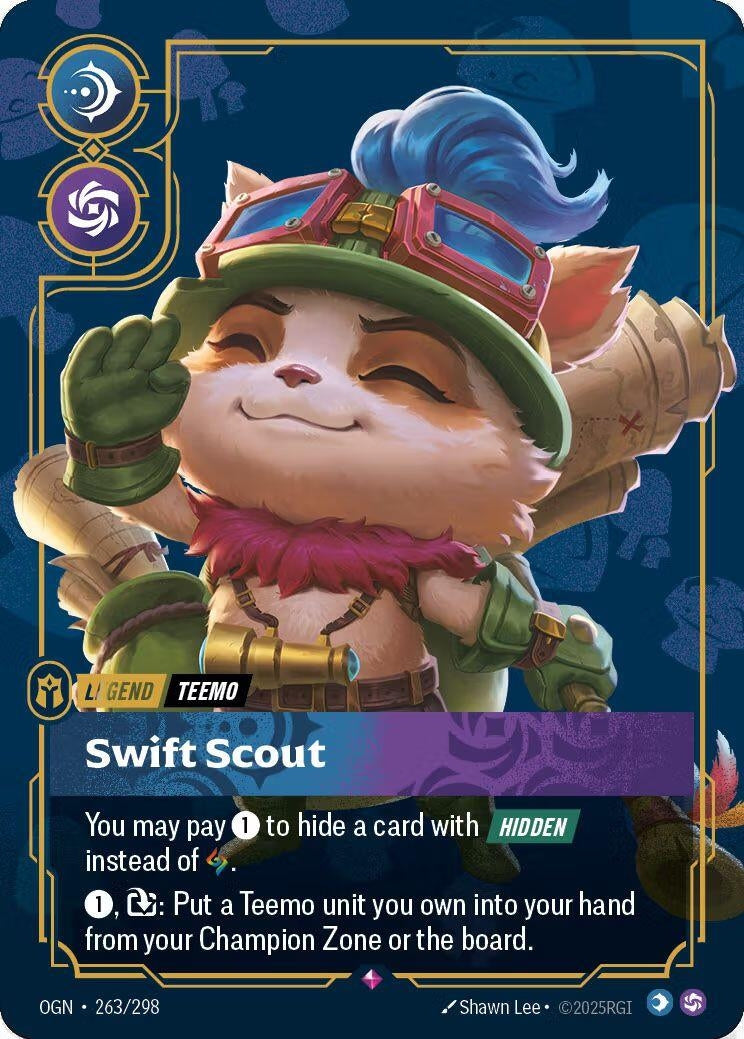 Image for Teemo - Swift Scout (Metal) (263/298) (Riftbound Organized Play Promotional Cards) - Riftbound: League of Legends Trading Card Game