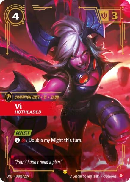 Image for Vi - Hotheaded (Alternate Art) (030a/219) (Unleashed) - Riftbound: League of Legends Trading Card Game