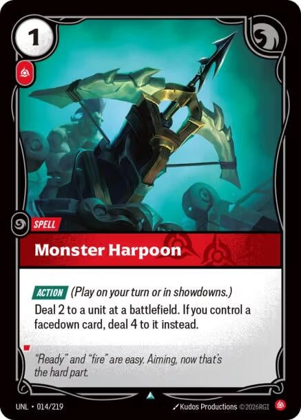 Image for Monster Harpoon (014/219) (Unleashed) - Riftbound: League of Legends Trading Card Game