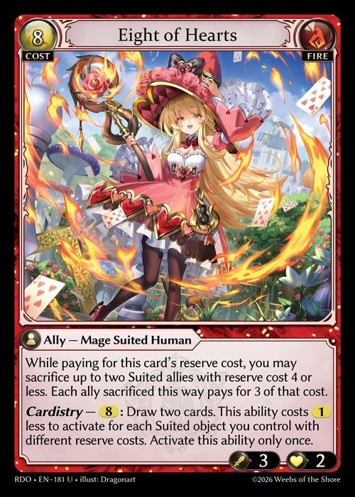 Image for Eight of Hearts (Curio Foil) (181) (Radiant Origins) - Grand Archive TCG