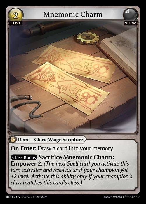 Image for Mnemonic Charm (Curio Foil) (097) (Radiant Origins) - Grand Archive TCG