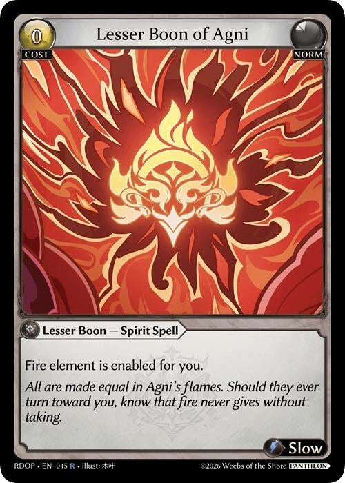 Image for Lesser Boon of Agni (015) (Radiant Origins: Pantheon) - Grand Archive TCG
