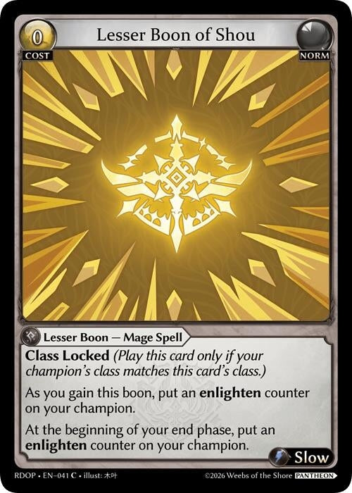 Image for Lesser Boon of Shou (041) (Radiant Origins: Pantheon) - Grand Archive TCG