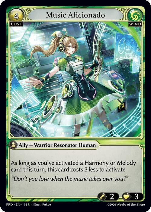 Image for Music Aficionado (194) (.asphodel/paradise) (PRD) - Grand Archive TCG