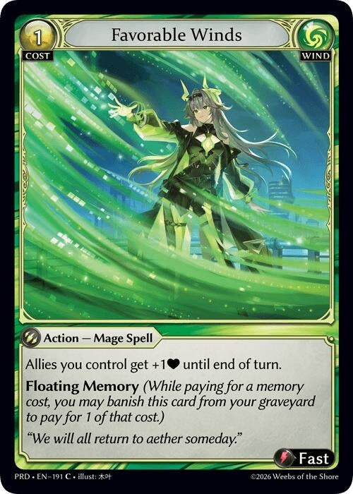 Image for Favorable Winds (Interference Curio Foil) (191) (.asphodel/paradise) (PRD) - Grand Archive TCG