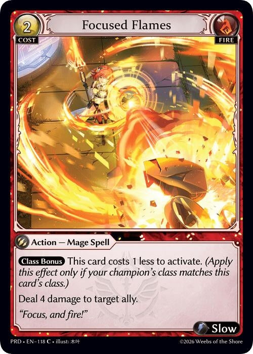 Image for Focused Flames (Interference Curio Foil) (118) (.asphodel/paradise) (PRD) - Grand Archive TCG