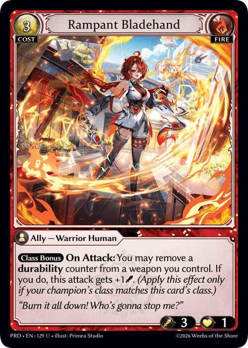 Image for Rampant Bladehand (Interference Curio Foil) (129) (.asphodel/paradise) (PRD) - Grand Archive TCG