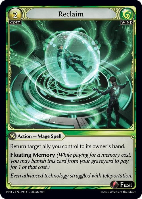 Image for Reclaim (Interference Curio Foil) (195) (.asphodel/paradise) (PRD) - Grand Archive TCG