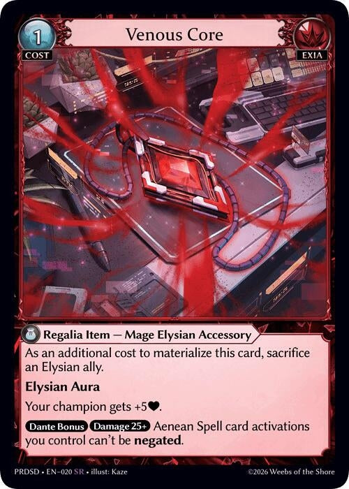 Image for Venous Core (020) (.asphodel/paradise Starter Decks) (PRDSD) - Grand Archive TCG
