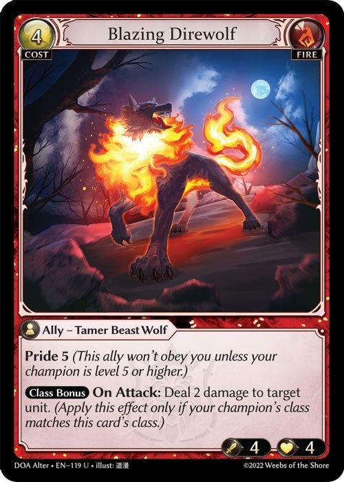 Image for Blazing Direwolf (119) (Dawn of Ashes Alter Edition) - Grand Archive TCG