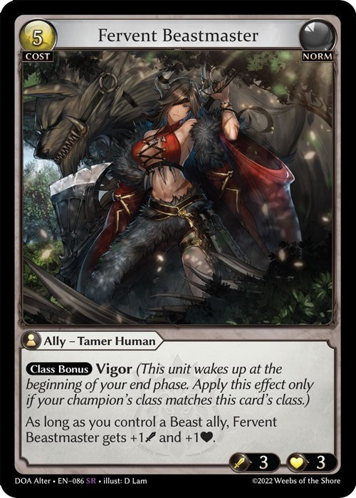Image for Fervent Beastmaster (086) (Dawn of Ashes Alter Edition) - Grand Archive TCG