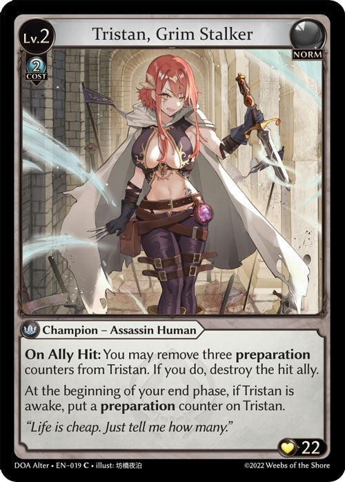Image for Tristan, Grim Stalker (019) (Dawn of Ashes Alter Edition) - Grand Archive TCG