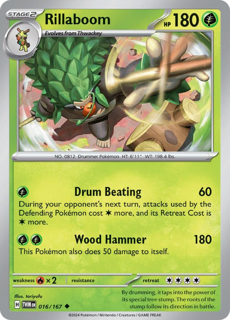 Image for Rillaboom (016/167) (SV06: Twilight Masquerade) - Pokemon