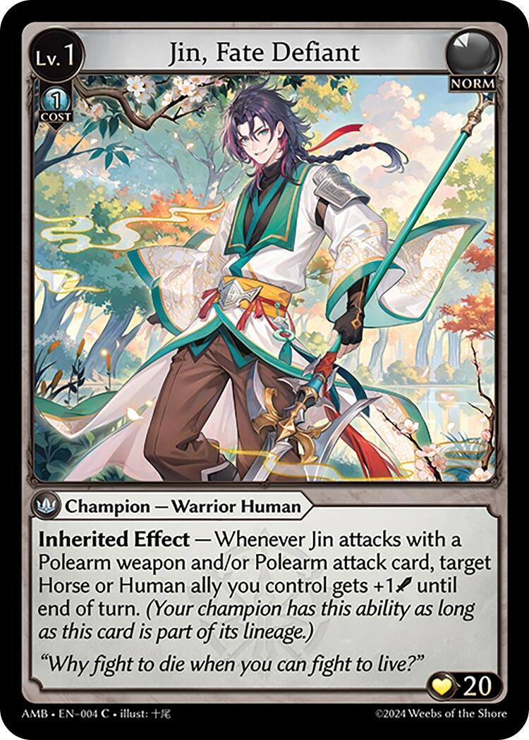 Image for Jin, Fate Defiant (004) (Mortal Ambition) - Grand Archive TCG