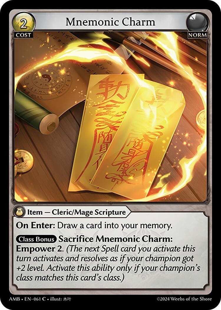 Image for Mnemonic Charm (061) (Mortal Ambition) - Grand Archive TCG