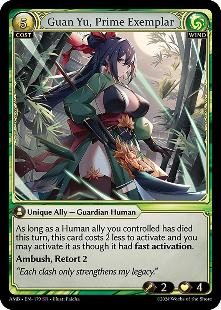 Image for Guan Yu, Prime Exemplar (179) (Mortal Ambition) - Grand Archive TCG