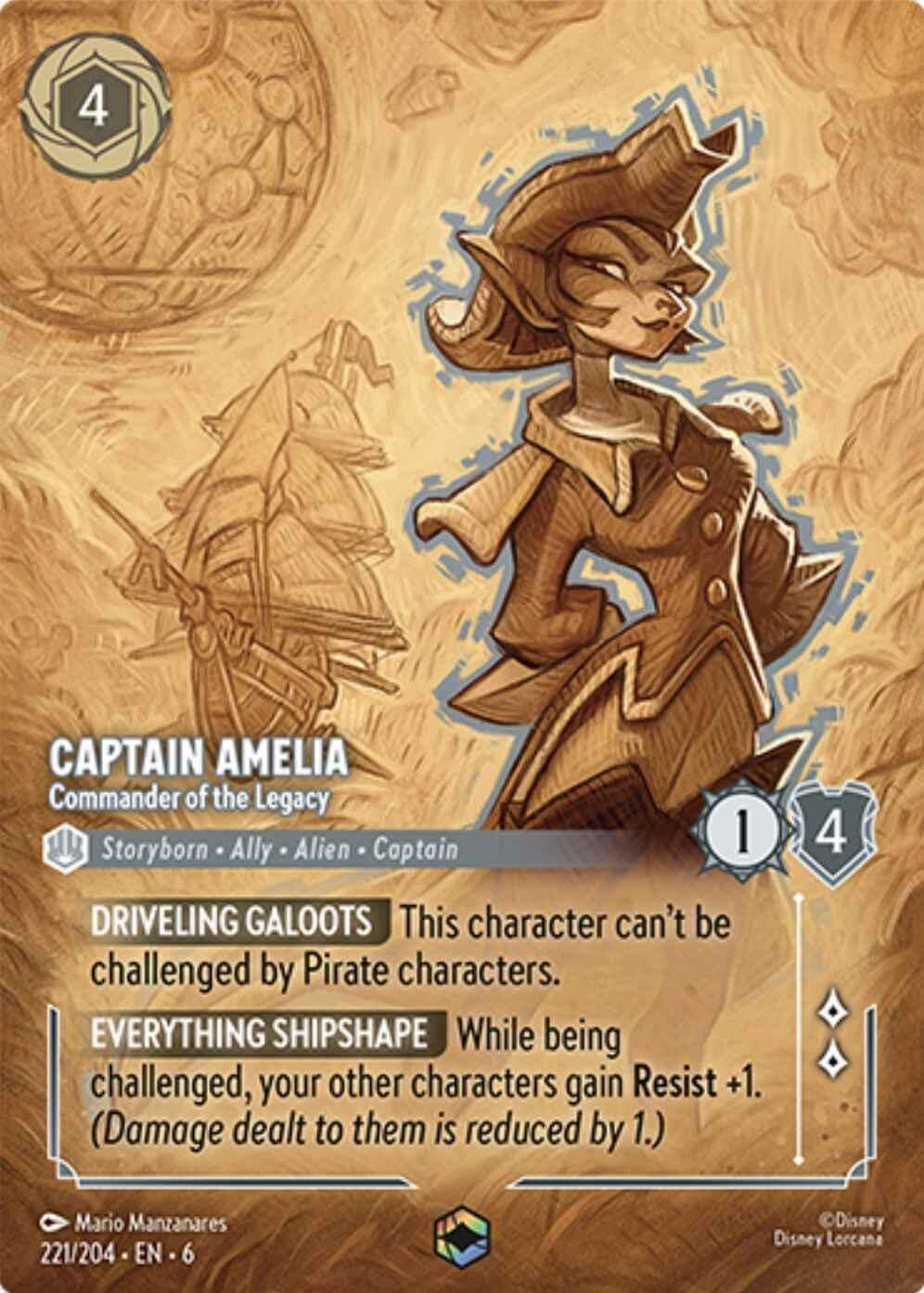 Image for Captain Amelia - Commander of the Legacy (Enchanted) (221/204) (Azurite Sea) - Disney Lorcana