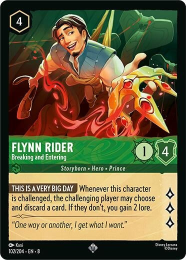 Image for Flynn Rider - Breaking and Entering (102/204) (Reign of Jafar) - Disney Lorcana