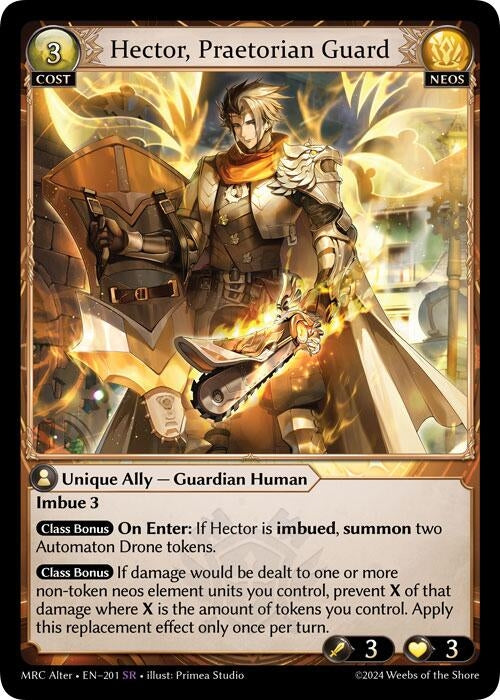 Image for Hector, Praetorian Guard (201) (Mercurial Heart Alter Edition) - Grand Archive TCG