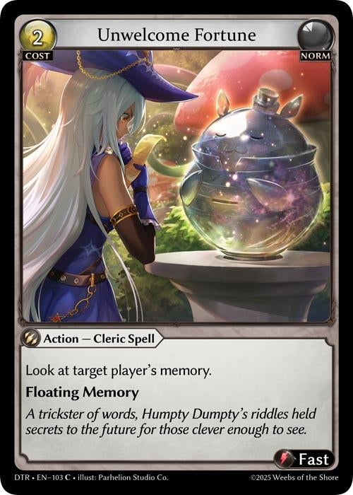 Image for Unwelcome Fortune (103) (Distorted Reflections) - Grand Archive TCG