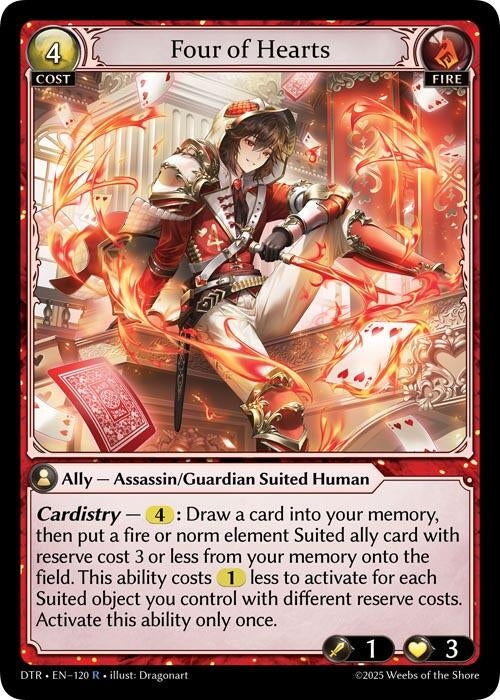 Image for Four of Hearts (120) (Distorted Reflections) - Grand Archive TCG
