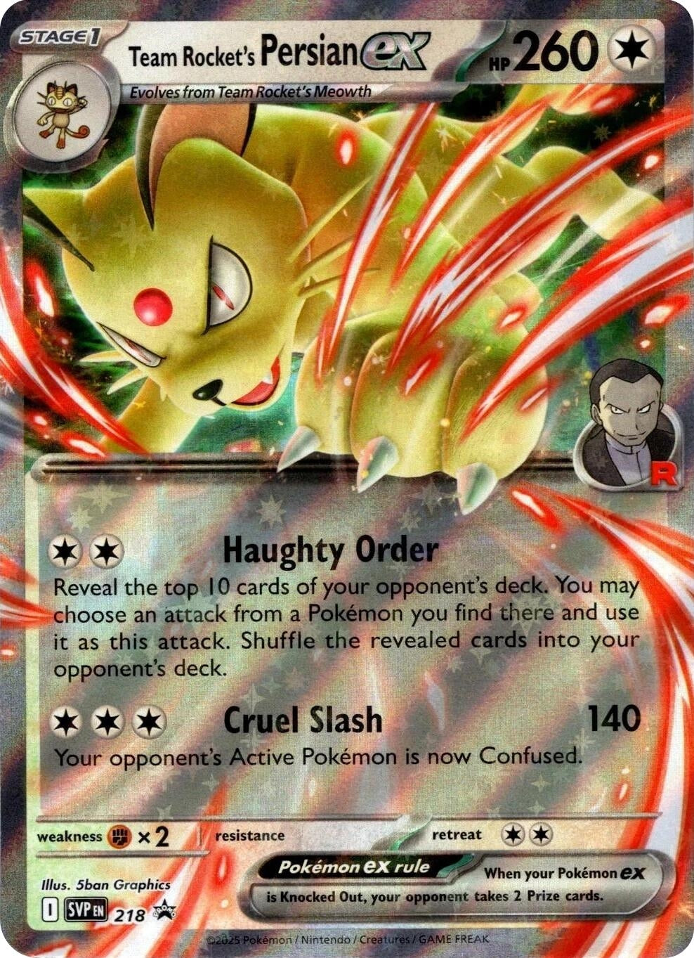 Image for Team Rocket's Persian ex - 218 (218) (SV10: Destined Rivals) - Pokemon