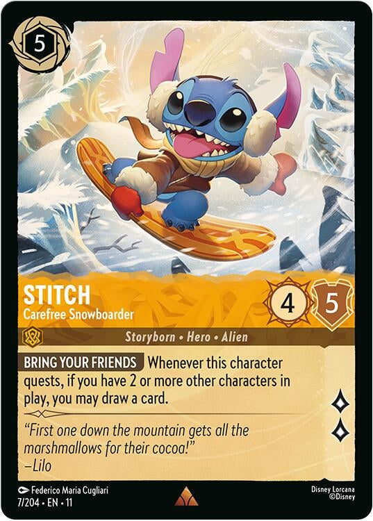 Image for Stitch - Carefree Snowboarder (7/204) (Winterspell) - Disney Lorcana