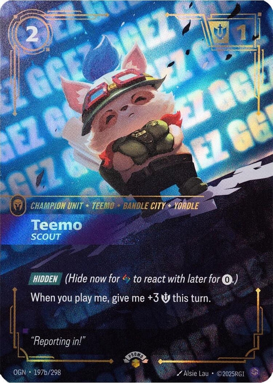 Image for Teemo - Scout (GG EZ) (197b/298) (Riftbound Organized Play Promotional Cards) - Riftbound: League of Legends Trading Card Game