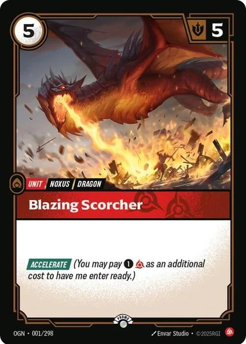 Image for Blazing Scorcher (001/298) (Riftbound Organized Play Promotional Cards) - Riftbound: League of Legends Trading Card Game