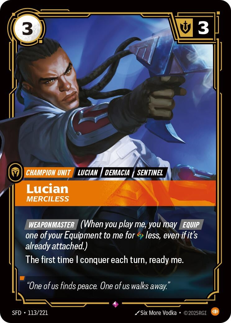 Image for Lucian - Merciless (113/221) (Spiritforged) - Riftbound: League of Legends Trading Card Game