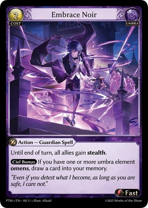 Image for Embrace Noir (Curio Foil) (182) (Phantom Monarchs) - Grand Archive TCG