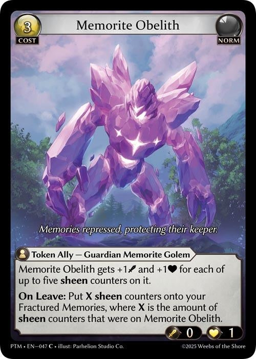 Image for Memorite Obelith (Curio Foil) (047) (Phantom Monarchs) - Grand Archive TCG