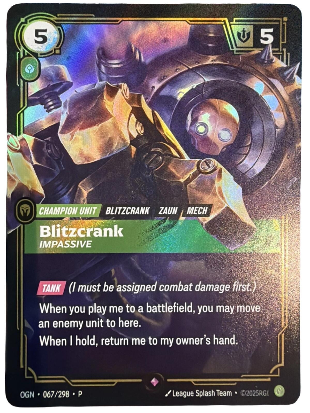 Image for Blitzcrank - Impassive (067/298) (Riftbound Organized Play Promotional Cards) - Riftbound: League of Legends Trading Card Game