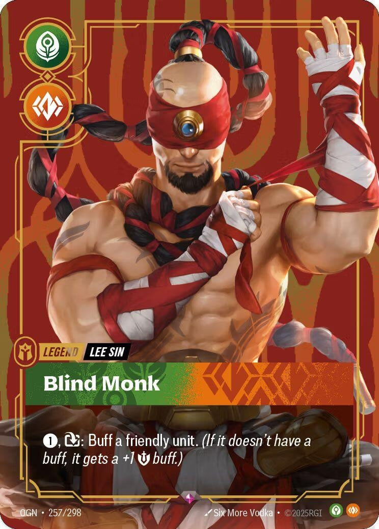Image for Lee Sin - Blind Monk (Metal) (257/298) (Riftbound Organized Play Promotional Cards) - Riftbound: League of Legends Trading Card Game