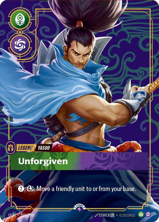 Image for Yasuo - Unforgiven (Metal) (259/298) (Riftbound Organized Play Promotional Cards) - Riftbound: League of Legends Trading Card Game