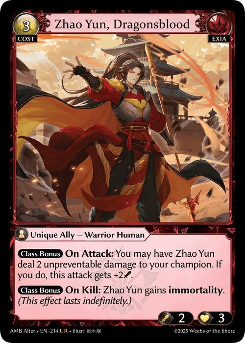 Zhao Yun, Dragonsblood (214) (Mortal Ambition Alter Edition)