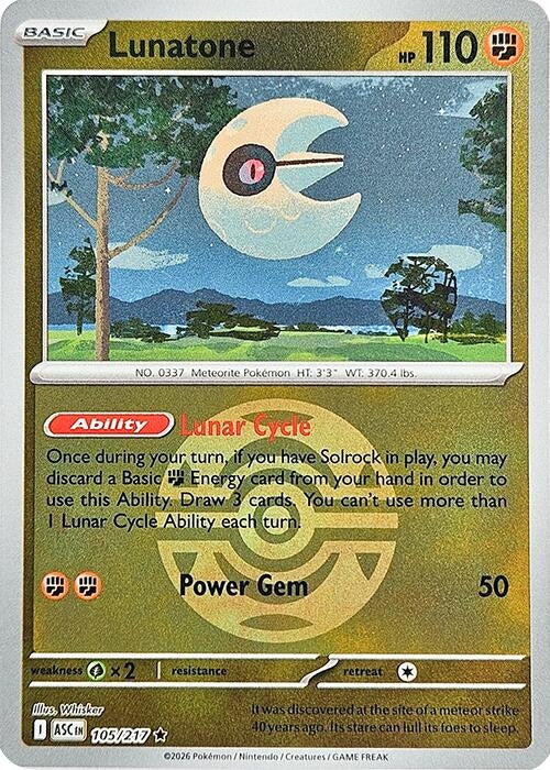 Image for Lunatone (Dusk Ball) (105/217) (ME: Ascended Heroes) (ASC) - Pokemon