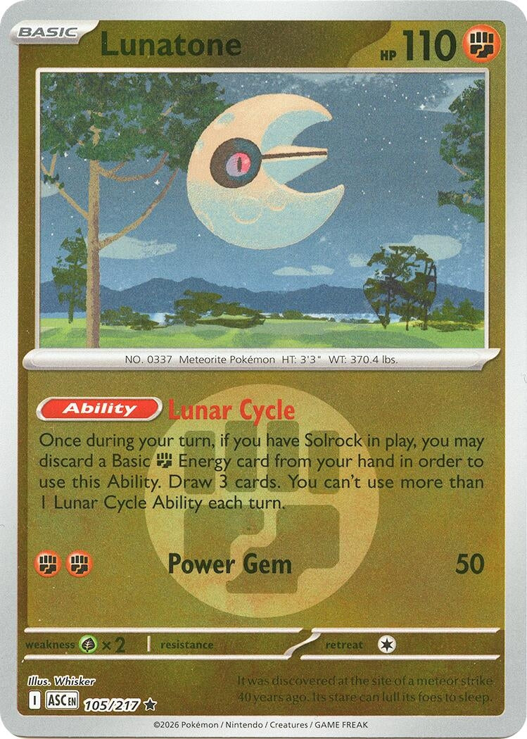 Image for Lunatone (Energy Symbol Pattern) (105/217) (ME: Ascended Heroes) (ASC) - Pokemon