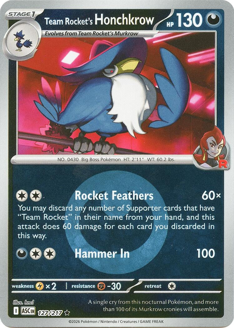 Image for Team Rocket's Honchkrow (Energy Symbol Pattern) (127/217) (ME: Ascended Heroes) (ASC) - Pokemon
