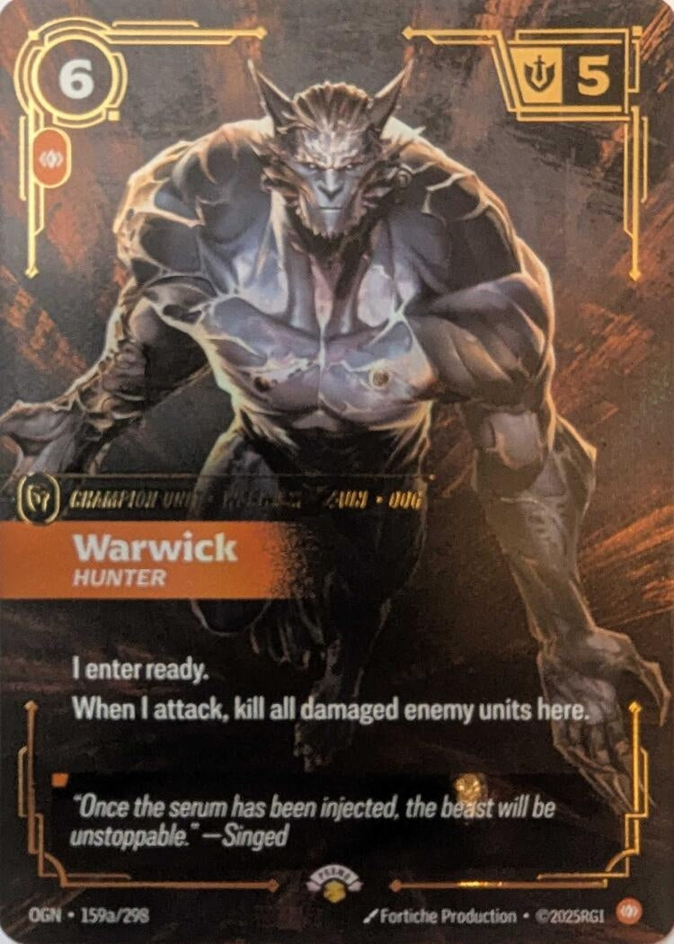Image for Warwick - Hunter (159a/298) (Riftbound Promotional Cards) - Riftbound: League of Legends Trading Card Game
