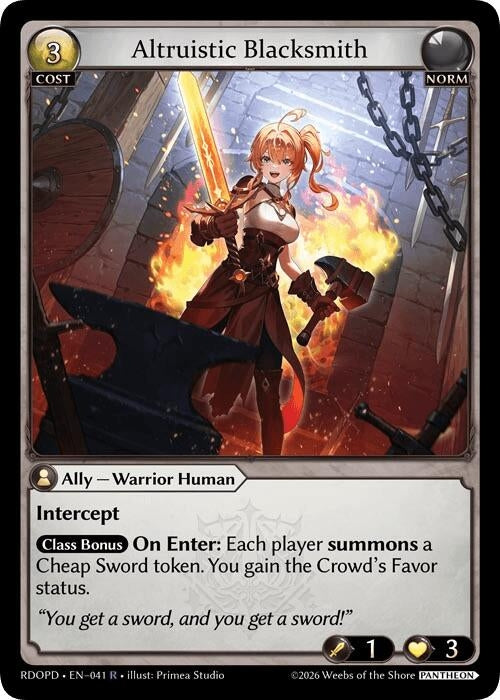 Image for Altruistic Blacksmith (041) (Radiant Origins: Pantheon) - Grand Archive TCG