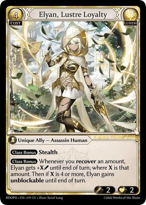 Image for Elyan, Lustre Loyalty (219) (Radiant Origins: Pantheon) - Grand Archive TCG