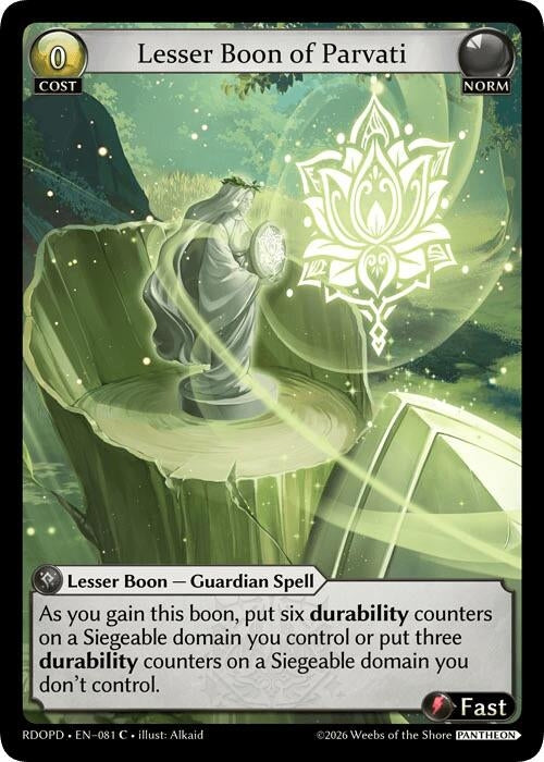Image for Lesser Boon of Parvati (081) (Radiant Origins: Pantheon) - Grand Archive TCG