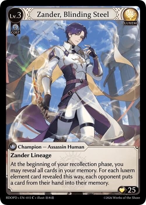Zander, Blinding Steel (Extended Art) (015) (Radiant Origins: Pantheon)