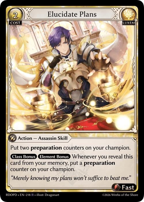 Image for Elucidate Plans (218) (Radiant Origins: Pantheon) - Grand Archive TCG