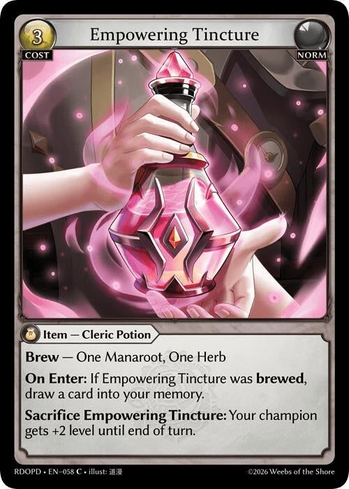 Image for Empowering Tincture (058) (Radiant Origins: Pantheon) - Grand Archive TCG