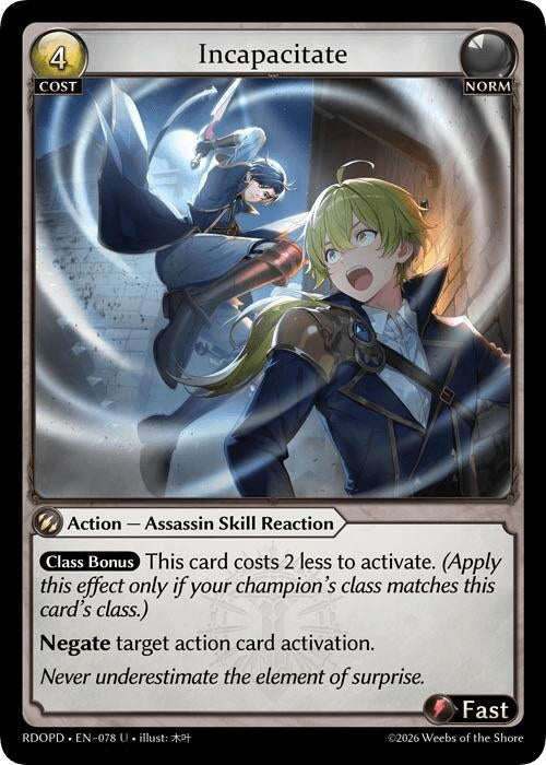 Image for Incapacitate (078) (Radiant Origins: Pantheon) - Grand Archive TCG